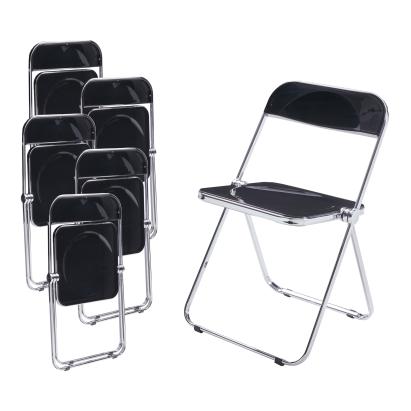 Set 6 scaune pliabile negre Pornainen, metal si PET, [en.casa]