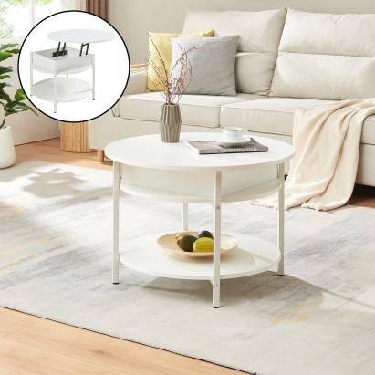 Masă de cafea Kandas cu blat rabatabil și spațiu de depozitare, 70x49 cm, albă