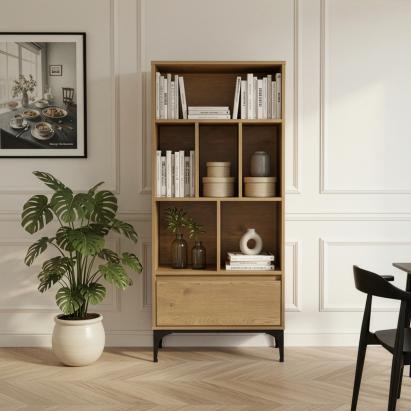 Bücherregal Kistiandi 137x60x35 cm Eicheoptik, dunkel [en.casa]