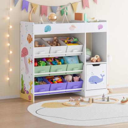 Kinderregal Søndreland 80x90x30 cm mit Aqua Dream Motiv [en.casa]