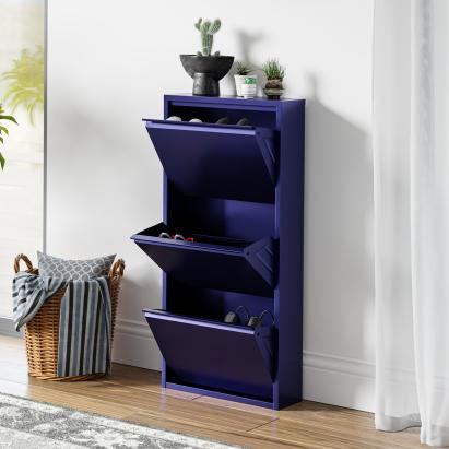 Pantofar metalic Sokndal cu 3 clapete, albastru închis, 104x50x15 cm