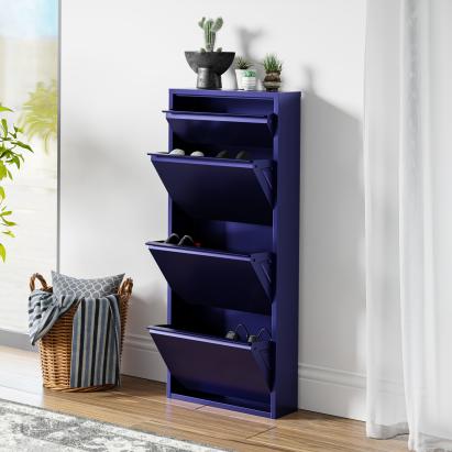 Pantofar metalic Sokndal cu 4 clapete, albastru nocturn, 118 x 50 x 15 cm