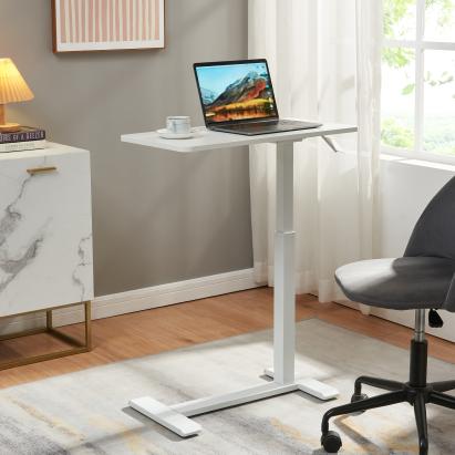 Masa pentru laptop reglabila pe inaltime Klirg, alba, 68x36 cm