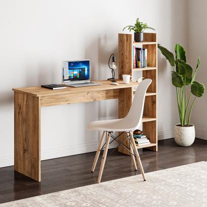 Birou cu raft integrat Chagtuniejle 150x45x120 cm, decor lemn