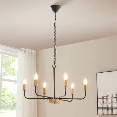 Kronleuchter Bishop Metall Schwarz/Messingfarben [lux.pro]