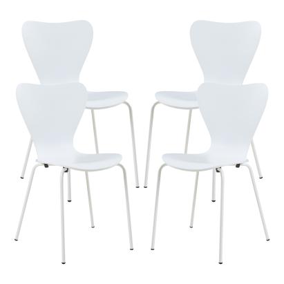 Set 4 scaune dining Essunga albe, stivuibile, din lemn si metal