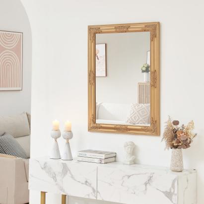 Oglindă de perete baroc aurie 80x60 cm, ramă ornamentală