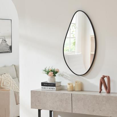 Oglindă de perete Orland 82x46 cm, neagră, formă picătură