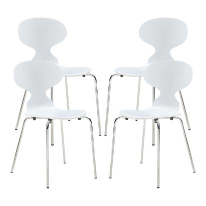 Esszimmerstuhl Kil 4er Set Weiß/Chromfarben [en.casa]