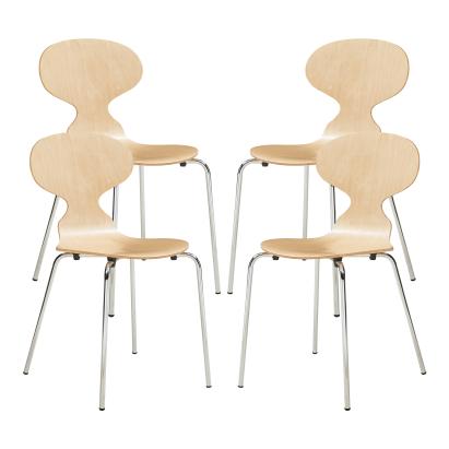 Esszimmerstuhl Kil 4er Set Holzfarben/Chromfarben [en.casa]