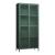 Vitrină living din metal verde cu sticlă striată, 180x80x35 cm