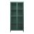 Vitrină living din metal verde cu sticlă striată, 180x80x35 cm