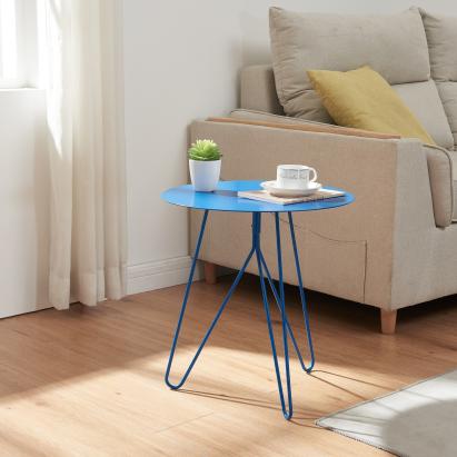 Beistelltisch Nopimi 45xØ43 cm Blau, matt [en.casa]