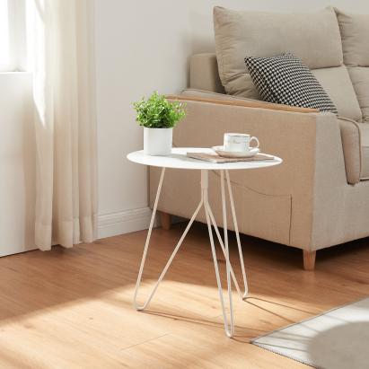 Beistelltisch Nopimi 45xØ43 cm Weiß, matt [en.casa]