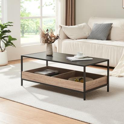 Couchtisch Belana 100x48x39 cm Schwarz/Eicheoptik [en.casa]