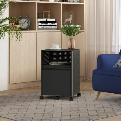 Dulap mobil de birou cu sertar și raft, oțel negru 54x40x36 cm