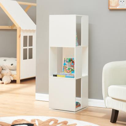 Drehbares Bücherregal Fjelmarirg 109x34x34 cm Weiß [en.casa]