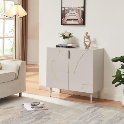Sideboard Starvili mit 2 Türen 75x76x38 cm Beige [en.casa]