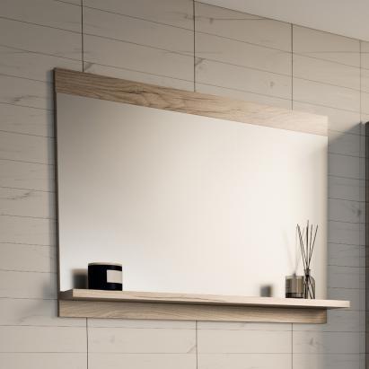Oglindă de baie Krildihana 60x50 cm cu poliță, finisaj stejar
