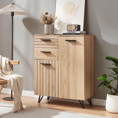 Sideboard Noppen 100x80x38 cm Eicheoptik [en.casa]