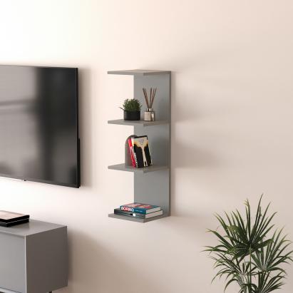 Raft de perete Surahammar gri cu 4 polite, 95x30x28 cm, [en.casa]