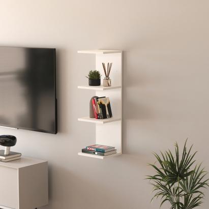 Raft de perete Surahammar alb cu 4 polițe, 95x30x28 cm, [en.casa]