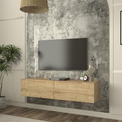 Comodă TV suspendată Nolven 135x32x30 cm, finisaj stejar