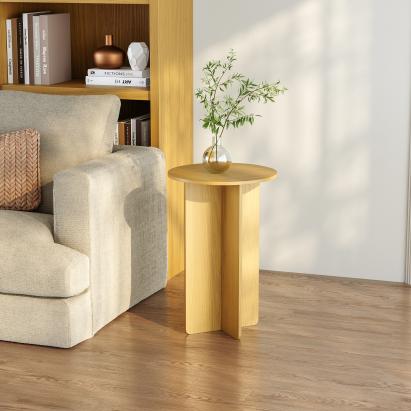 Masă laterală Vappevn 60x40 cm, aspect stejar, pentru living