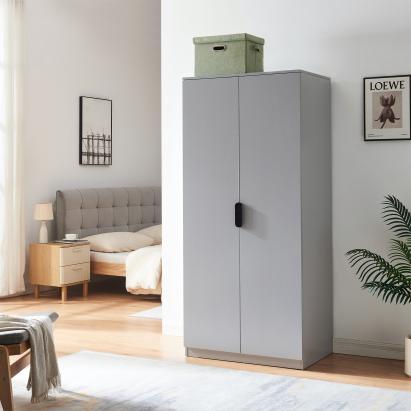 Dulap de haine gri cu 2 uși și poliță Eiselfing 176x80x52 cm