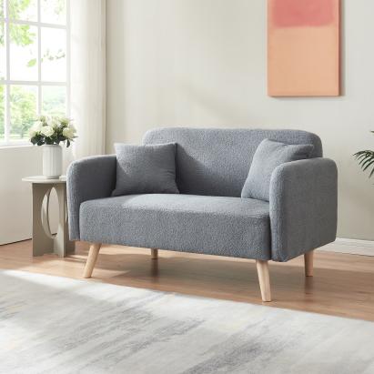 2-Sitzer Sofa Midt 132x70x81 cm Bouclé Grau [en.casa]