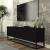 Comodă TV neagră 135 cm cu front 3D și 2 uși rabatabile