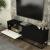 Comodă TV neagră 135 cm cu front 3D și 2 uși rabatabile