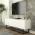 Comodă TV albă Verpsboga 135 cm cu front 3D și 2 uși rabatabile