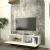 Comodă TV albă Verpsboga 135 cm cu front 3D și 2 uși rabatabile