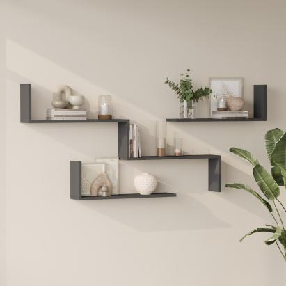 Wandregalset 3-tlg. Vepinshul Anthrazit [en.casa]