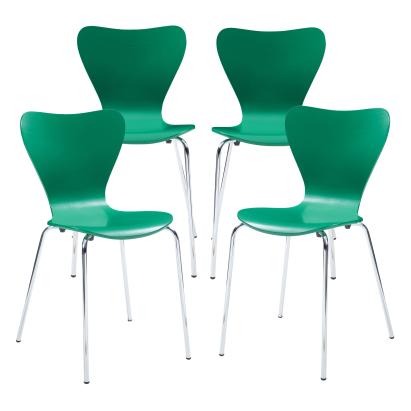 Set 4 scaune dining Essunga verzi cu picioare cromate, stivuibile