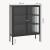Vitrinen-Sideboard Vinterhavn Stahl 2-türig 100x80x30 cm Schwarz [en.casa]