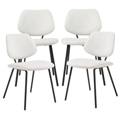 Set 4 scaune dining Köma bej tapițate cu picioare metalice negre