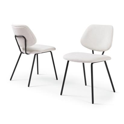 Set 2 scaune dining Köma bej tapițate cu picioare metalice negre