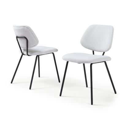 Set 2 scaune dining Köma tapitate, gri deschis, cadru metalic negru