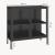 Vitrinen-Sideboard Borshavisa Stahl 2-türig 80x80x35 cm Schwarz [en.casa]