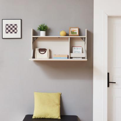 Birou pliabil de perete Rautalampi 83x48x15 cm, bej, cu raft