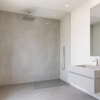 Set 4 panouri perete pentru duș Bladel, PVC, 120x60 cm, beton gri