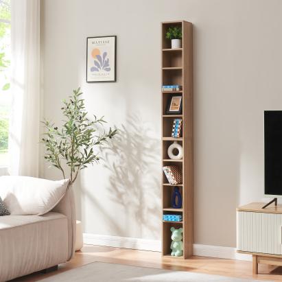 CD Regal Tynset 187x20x17 cm mit 10 Fächern Sonoma-Eichenoptik [en.casa]