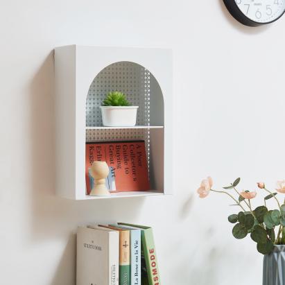 Wandregal Jäller Metall 40x30x13 cm Weiß [en.casa]