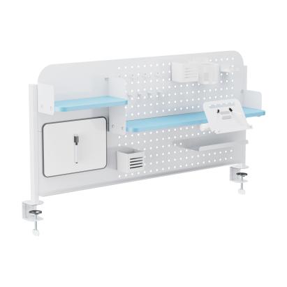 Organizer birou Sauda cu prindere pe blat, panou perforat, alb/albastru