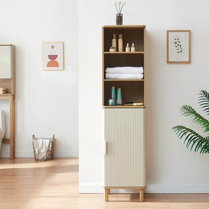 Dulap înalt pentru baie Ferrersp 160x42x35 cm, stejar și nisip