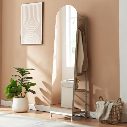 Oglindă cuier 2 în 1 Frenraby, 165x40x35 cm, culoare nisip