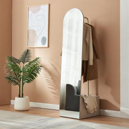 Oglindă garderobă 2 în 1 Kuonta 165x40x50,5 cm, bej nisip