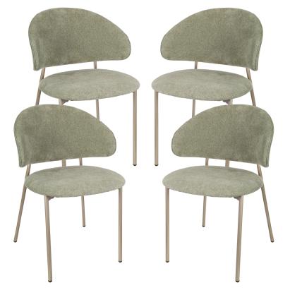 Esszimmerstuhl Lipis 4er Set Textil Grün [en.casa]